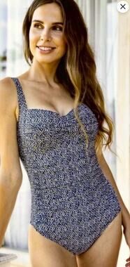 NIP TUCK 4 Nautical Foil Joanne One Piece Swimsuit • Metallic Gold Navy Blue
